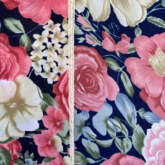 Vintage Val Mode Sheer Lace Trim & Floral Print Robe Lingerie - Picture 4 of 8